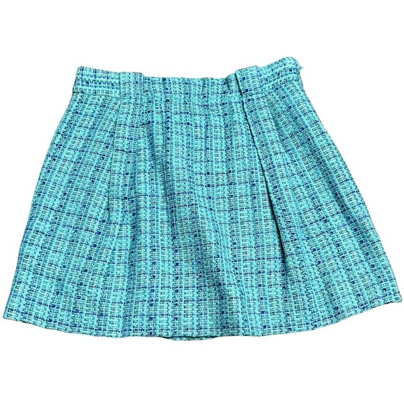 J. Crew | NWT Womens Size 2 Blue Shirred Mini Tidepool Tweed Boucle Skirt - Picture 1 of 4
